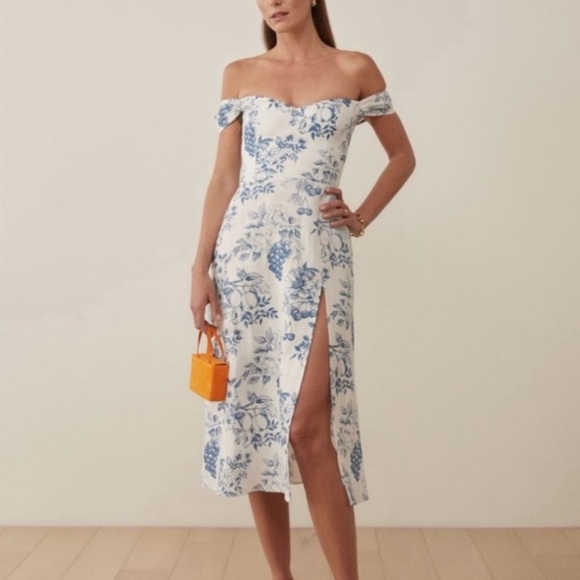 Reformation Bridgton Linen Dress Corsica - Picture 1 of 7